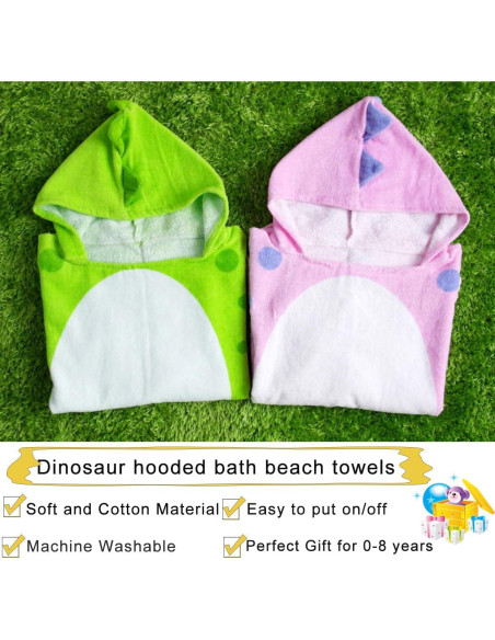 Bata de Baño con Capucha Dinosaurio Verde Kreomitxt 0-4A