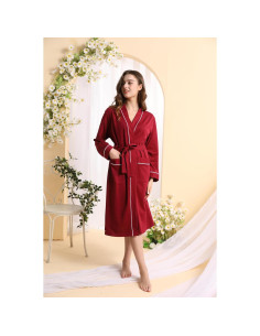 Bata de Kimono para Mujeres YSH2402 Suave Burdeos XL 2