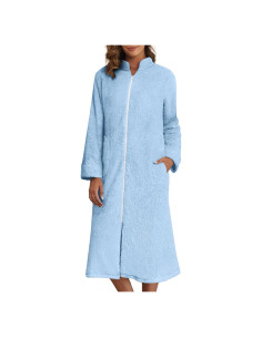 Bata de Baño con Cremallera Ekouaer para Mujeres - Forro Polar, Larga, S-XXL