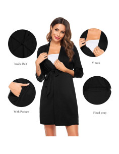 Bata de Maternidad y Lactancia SWOMOG - Manga Larga, 3 en 1 2