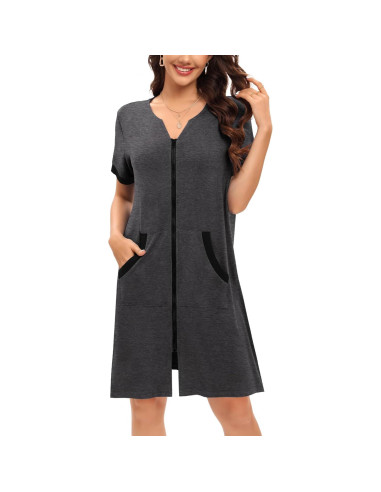 Bata de Casa para Mujer SWOMOG con Cremallera y Bolsillos