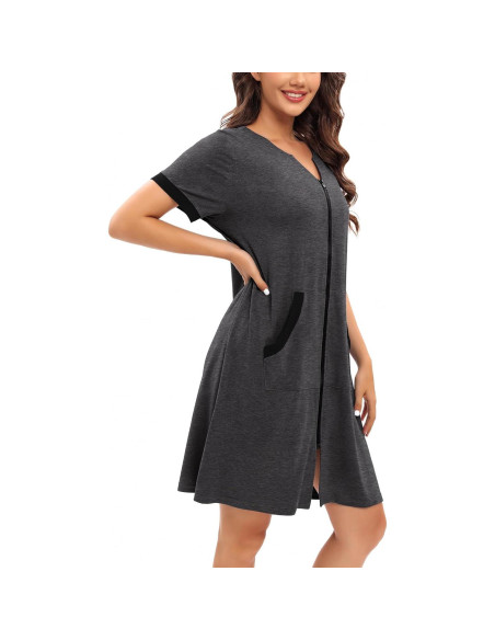 Bata de Casa para Mujer SWOMOG con Cremallera y Bolsillos