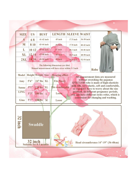 Bata de Maternidad QTECLOR con Manta y Diadema para Mamá