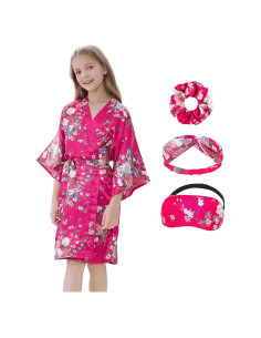 Bata de Kimono para Niña Rosa Floral 100% Poliéster