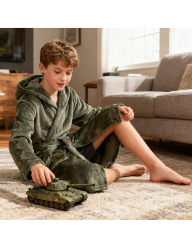 Bata de Baño Fleece para Niños E.W Apparel 5-6 Años Verde Oliva