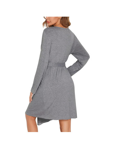 Conjunto de Bata de Maternidad SWOMOG 2 Piezas Lactancia Gris