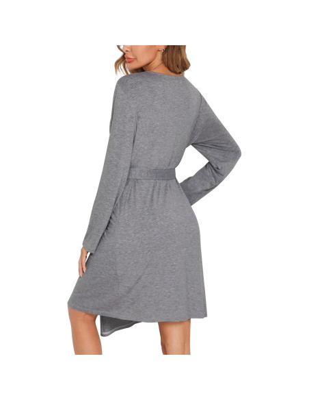 Conjunto de Bata de Maternidad SWOMOG 2 Piezas Lactancia Gris