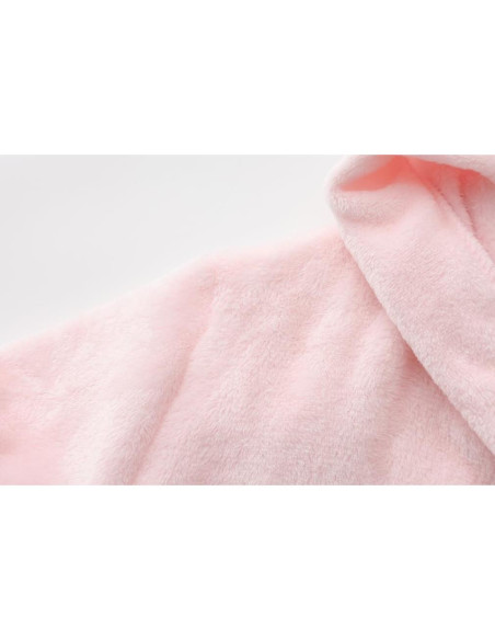 Bata de Felpa para Niños Rosa Bebé 3-4T con Capucha