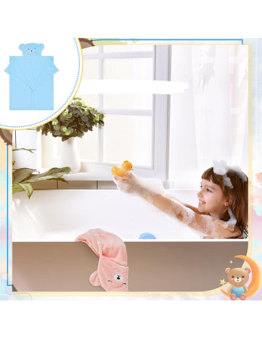 Toallas de Baño con Capucha Xtinmee 4 Piezas 71x119 cm