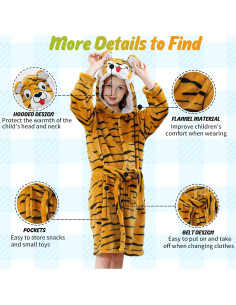 Bata con Capucha MICHLEY para Niños 3-13 Años Tigre Franela 2