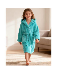 Bata de Baño Polar para Niñas 4-5T Aqua con Capucha 2