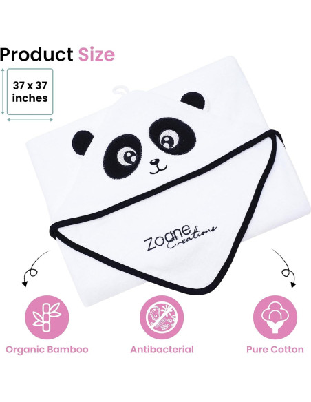 Toalla de Baño con Capucha Zoane Creations 94x94 cm 500 GSM