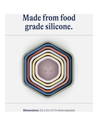 Tazas Apilables Lalo para Bebés - Silicona No Tóxica, 6 Unidades