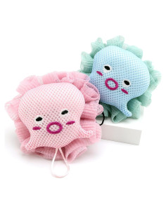 Esponja de Baño Loofah para Niños 2Pack Pulpo Rosa y Azul