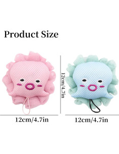 Esponja de Baño Loofah para Niños 2Pack Pulpo Rosa y Azul 2