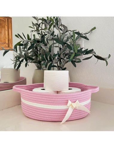 Cesta de Almacenamiento Rosa CHICVITA 33x24.9x12.4 cm