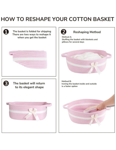 Cesta de Almacenamiento Rosa CHICVITA 33x24.9x12.4 cm