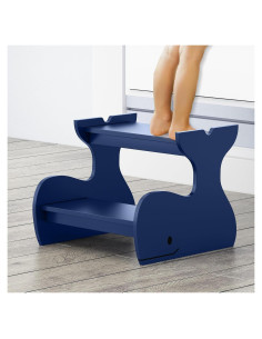 Escalera de Madera Azul para Niños AZODY 2 Pasos Ballena