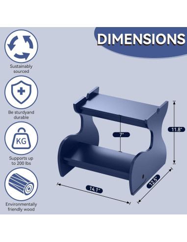 Escalera de Madera Azul para Niños AZODY 2 Pasos Ballena