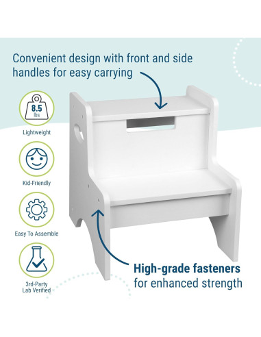 Escalera de Dos Pasos Wildkin Blanca para Niños y Adultos