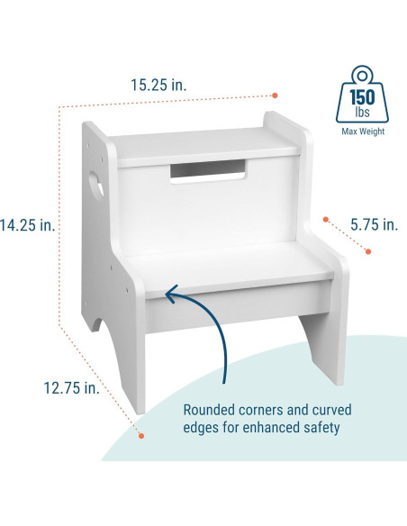 Escalera de Dos Pasos Wildkin Blanca para Niños y Adultos