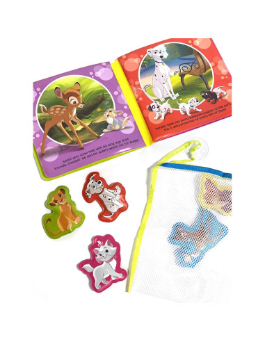 Disney Lion King and Friends Bath Time Books - Activity Books for kids, Bath book, 6 Padded suction cups, 1 Mesh bag