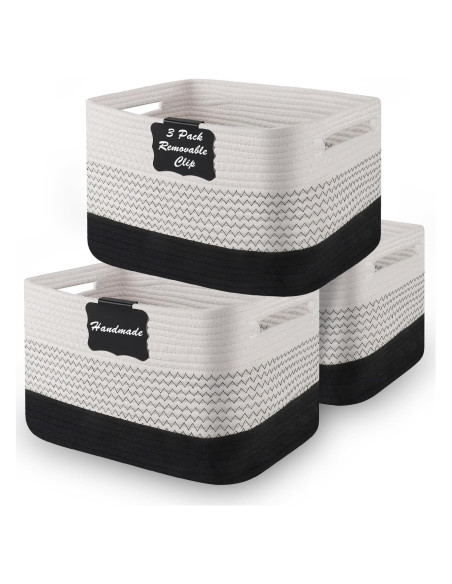 Cestas de Almacenamiento Tejidas RTDEP - Paquete de 3, Algodón