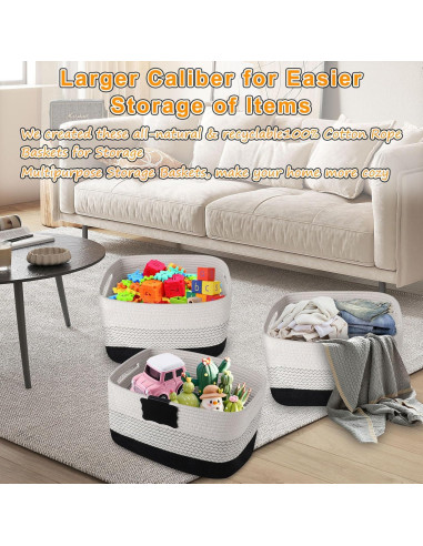 Cestas de Almacenamiento Tejidas RTDEP - Paquete de 3, Algodón