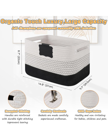 Cestas de Almacenamiento Tejidas RTDEP - Paquete de 3, Algodón