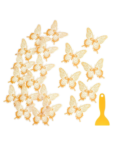20 Calcomanías Antideslizantes Mariposa Oro Trandraft