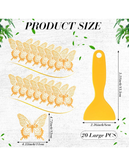 20 Calcomanías Antideslizantes Mariposa Oro Trandraft