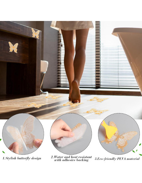 20 Calcomanías Antideslizantes Mariposa Oro Trandraft