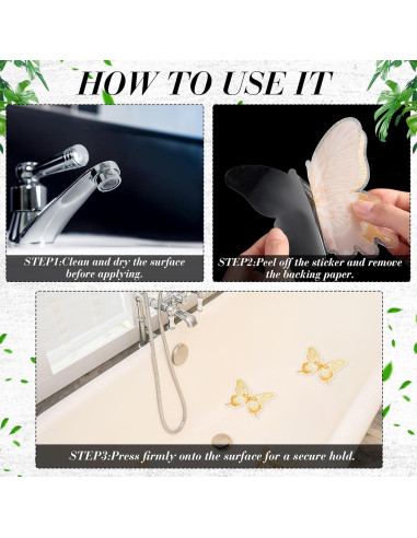 20 Calcomanías Antideslizantes Mariposa Oro Trandraft