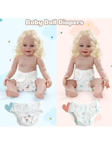 Pañales Reutilizables para Muñecas Reborn JIZHI 4 Pcs 43-61 cm