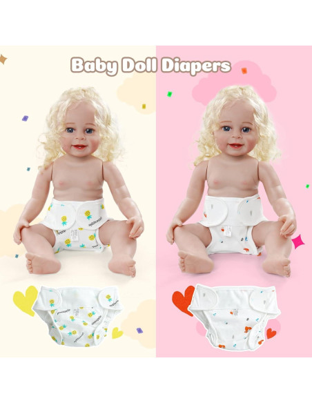 Pañales Reutilizables para Muñecas Reborn JIZHI 4 Pcs 43-61 cm