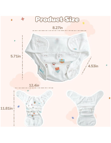 Pañales Reutilizables para Muñecas Reborn JIZHI 4 Pcs 43-61 cm