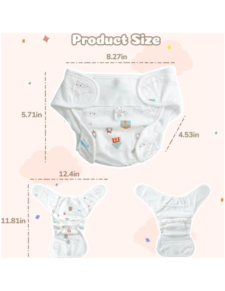 Pañales Reutilizables para Muñecas Reborn JIZHI 4 Pcs 43-61 cm