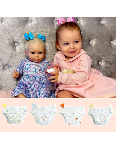 Pañales Reutilizables para Muñecas Reborn JIZHI 4 Pcs 43-61 cm