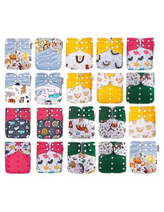 Paquete de 20 Pañales de Tela Reutilizables KaWaii Baby - Ajustables