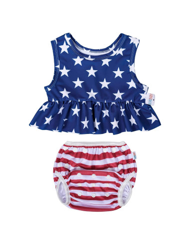 ALVABABY Traje de Baño para Niña 0-1T, Bikini Reutilizable