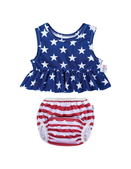 ALVABABY Traje de Baño para Niña 0-1T, Bikini Reutilizable