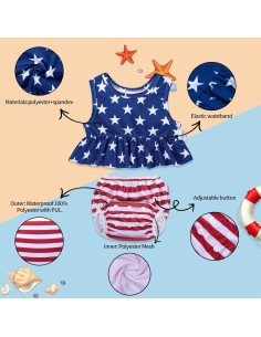 ALVABABY Traje de Baño para Niña 0-1T, Bikini Reutilizable 2