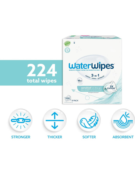 Toallitas Húmedas WaterWipes Sensitive+ 224 Unidades Hipoalergénicas