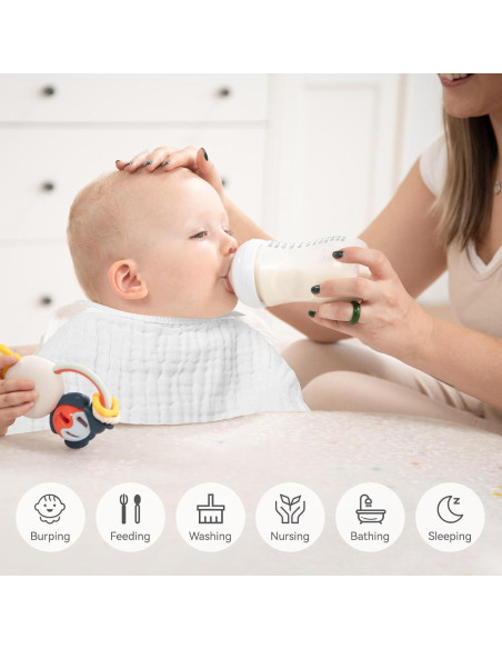 Paños de Eructo Grande 4 Pack Synrroe 100% Algodón Absorbentes