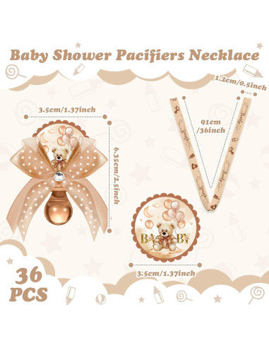 Hotop 36 Collares de Chupete Acrílico Baby Shower Niña