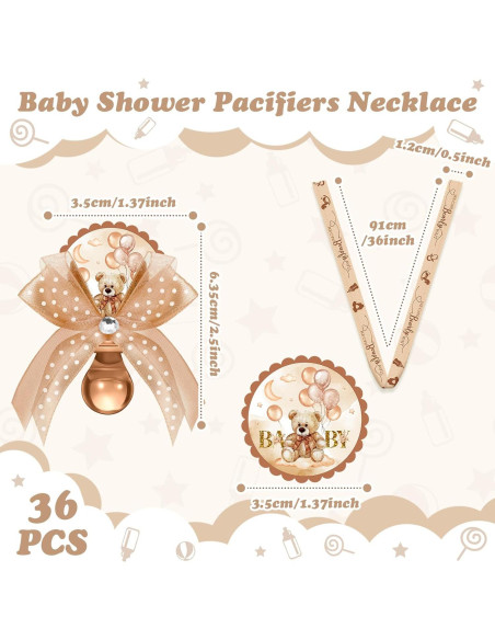 Hotop 36 Collares de Chupete Acrílico Baby Shower Niña