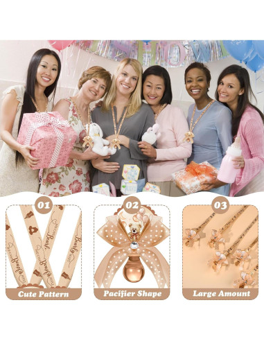 Hotop 36 Collares de Chupete Acrílico Baby Shower Niña