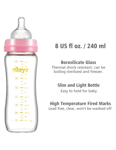 Botella de Alimentación de Leche Materna Matyz 4 Pzas Vidrio 236 ml