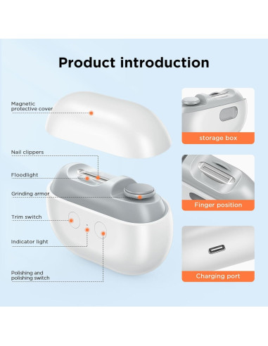 Cortauñas Eléctrico 3 en 1 Shenzhen M7 con Luz LED
