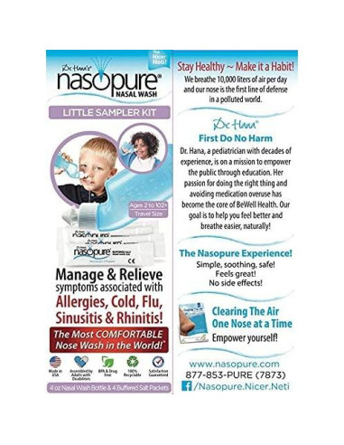 Kit de Lavado Nasal Nasopure 4 Oz + 4 Paquetes de Sal